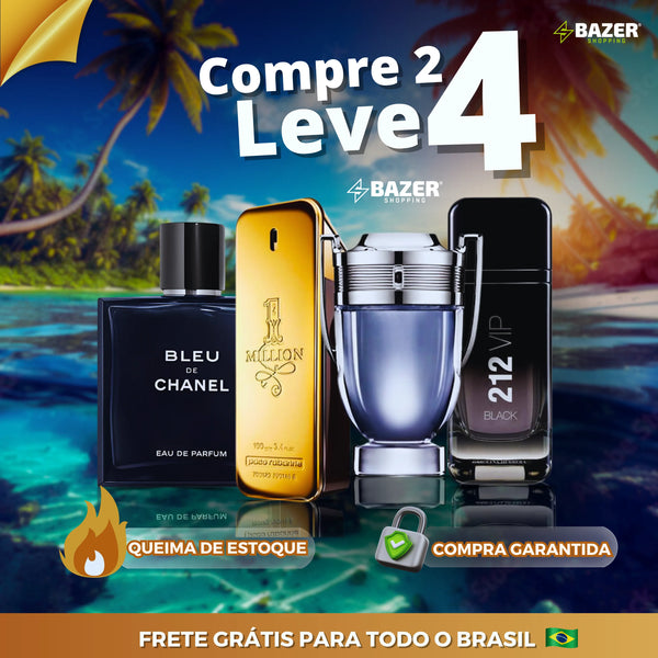 Combo 4 Perfumes Masculinos Importados (100ml) - 1 Million | Invictus | 212 VIP | Bleu [QUEIMA DE ESTOQUE]]